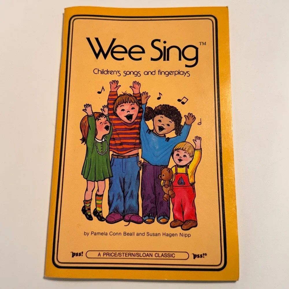 Wee Sing Childrens Songs and Fingerplays Book Yellow Vintage Educational Music